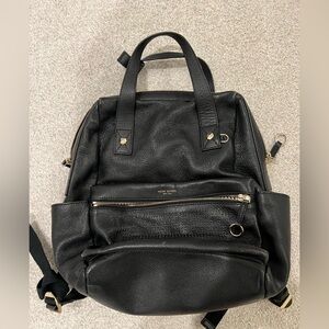 Henri Bendel  Black Pebbled Leather Backpack